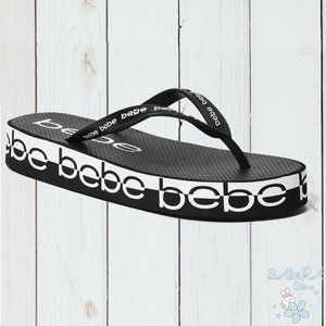 NWT BEBE WOMEN'S BLACK SLIPPERS PLATFORM SANDALS